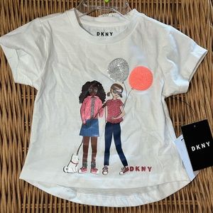 DKNY kids White short-sleeve tee with embellishment’s Girls SIZE 2T  NWT